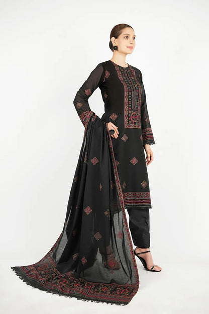 Bareeze 3PC Embroidered Dhanak Suit with Heavy Embroidered Shawal - SB2057