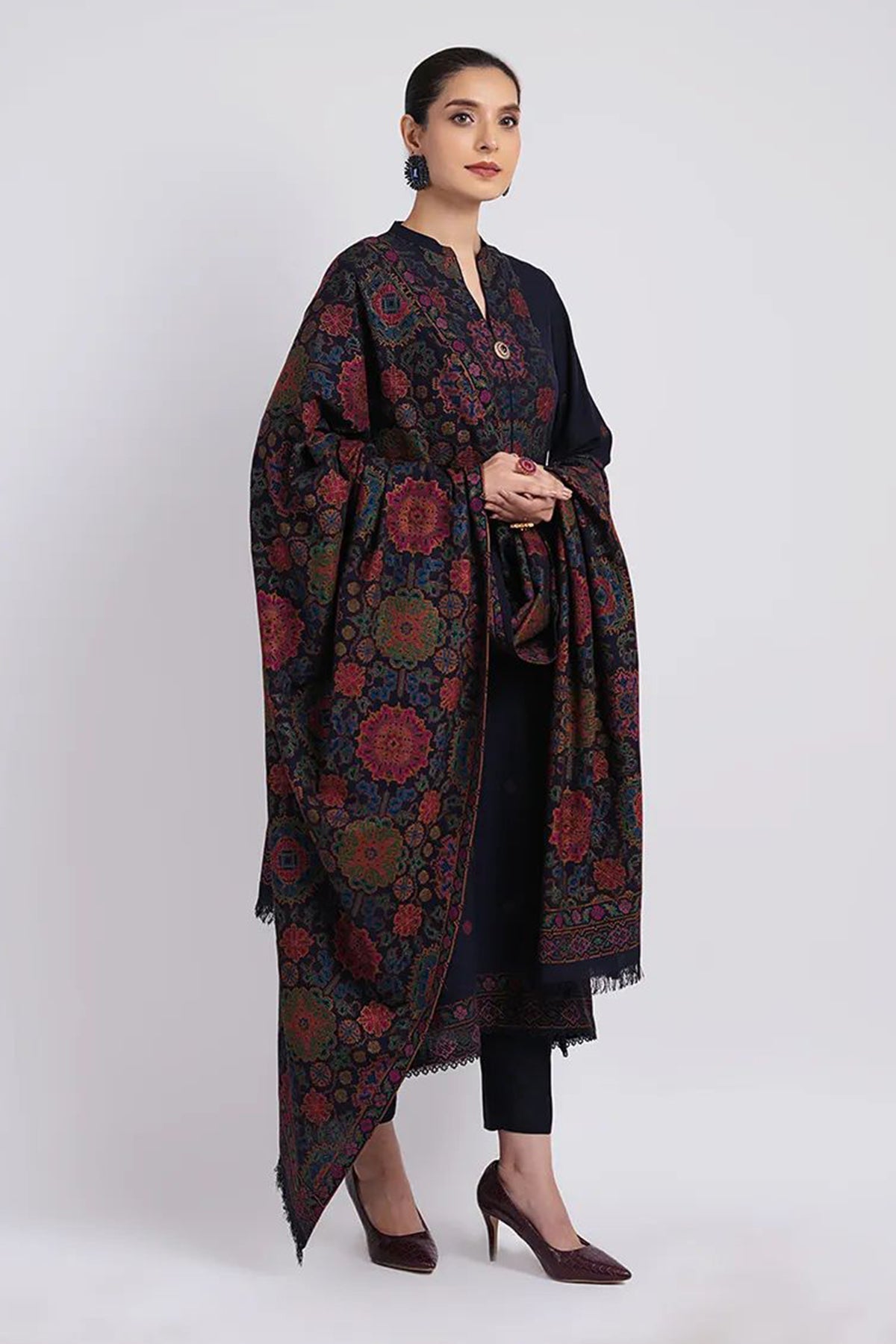 Bareeze 3PC Embroidered Dhanak Suit with Heavy Embroidered Shawal - SB2056