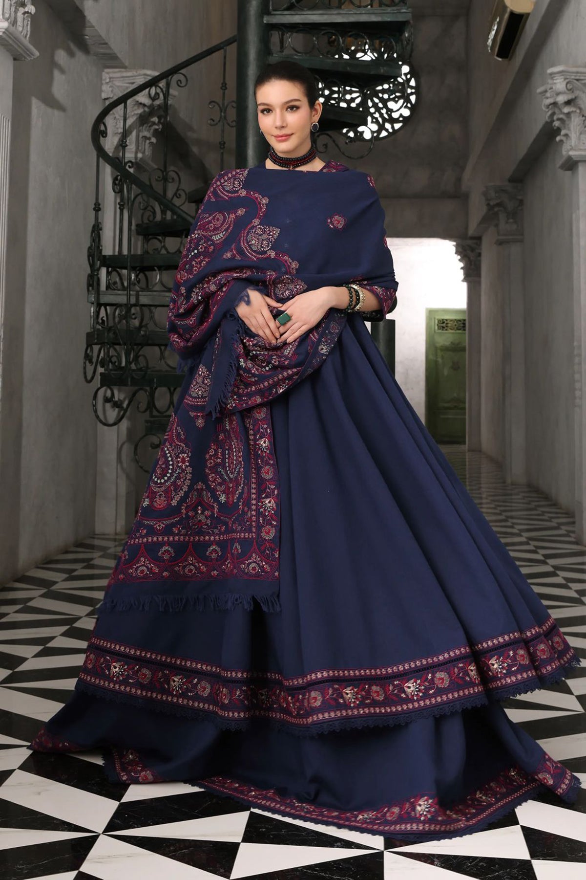 Bareeze 3PC Embroidered Dhanak Suit with Embroidered Shwal - SB2143