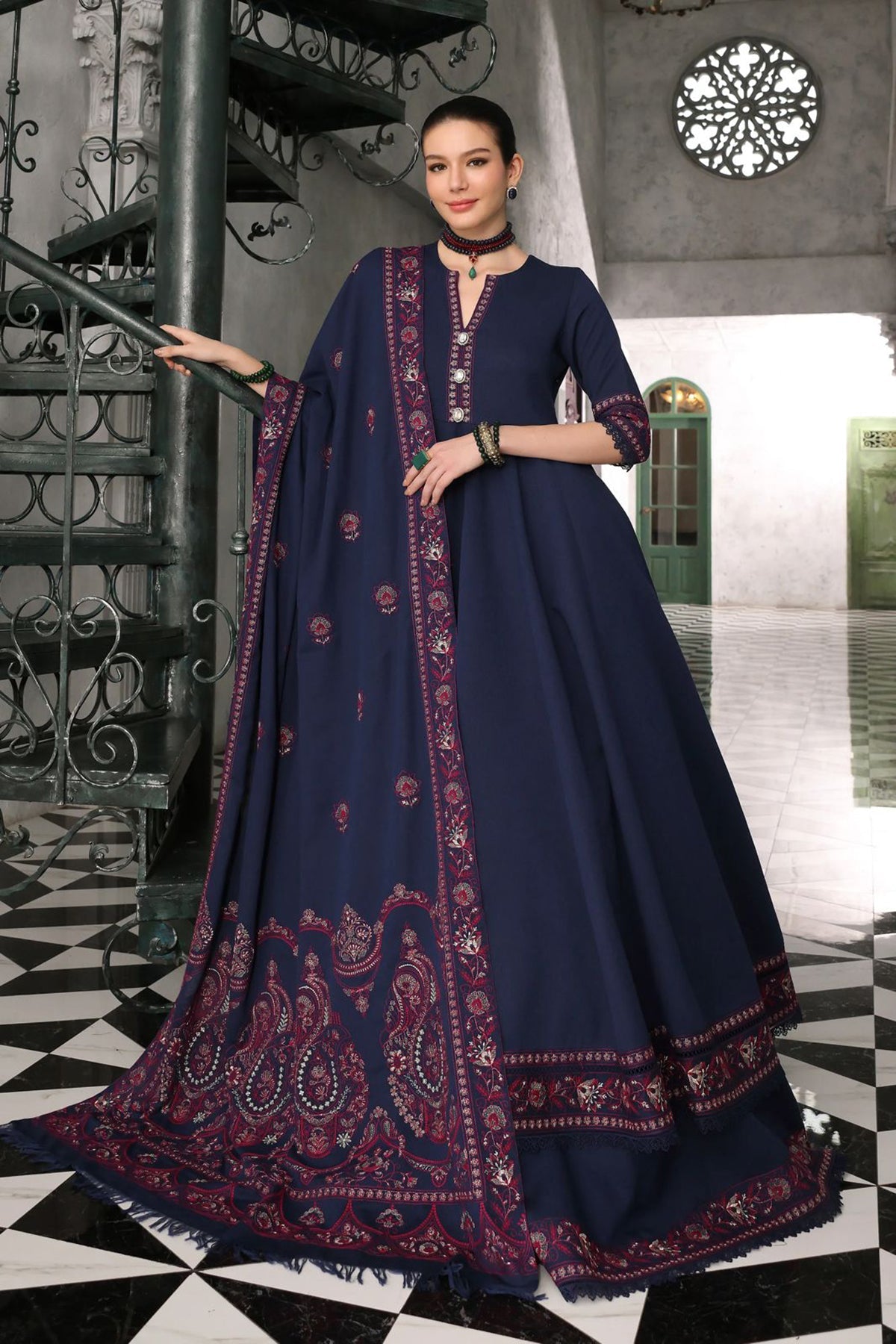 Bareeze 3PC Embroidered Dhanak Suit with Embroidered Shwal - SB2143