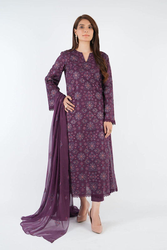 Bareeze 3PC Embroidered Dhanak Suit with Embroidered Shwal - SB2145