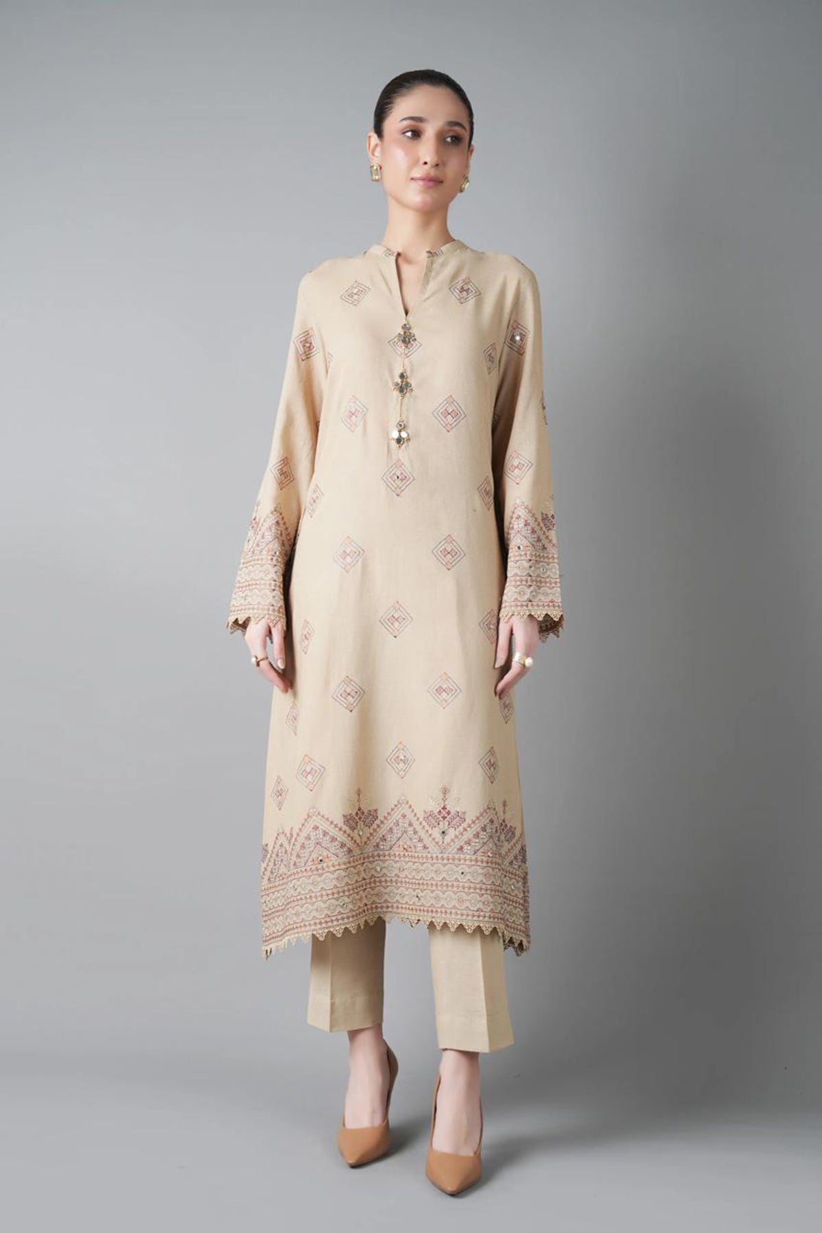 Bareeze 3PC Embroidered Dhanak Suit with Embroidered Shwal - SB2150