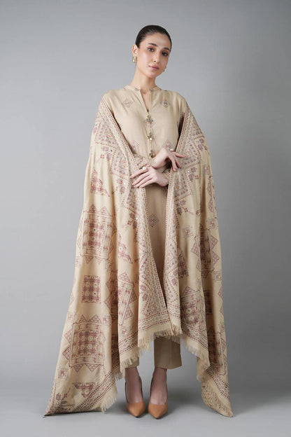 Bareeze 3PC Embroidered Dhanak Suit with Embroidered Shwal - SB2150