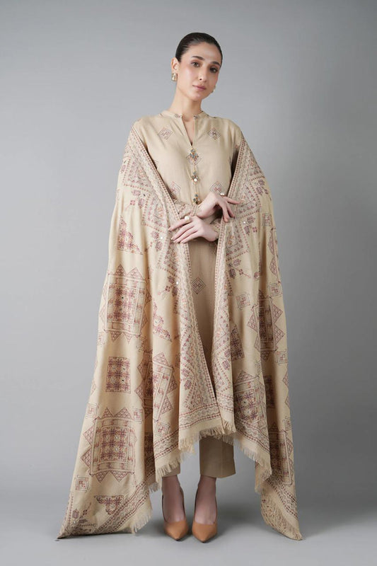 Bareeze 3PC Embroidered Dhanak Suit with Embroidered Shwal - SB2150