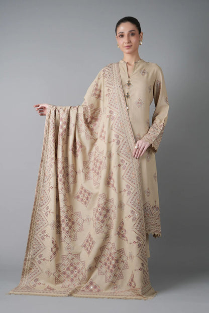 Bareeze 3PC Embroidered Dhanak Suit with Embroidered Shwal - SB2150