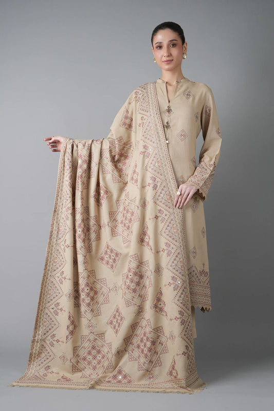 Bareeze 3PC Embroidered Dhanak Suit with Embroidered Shwal - SB2150