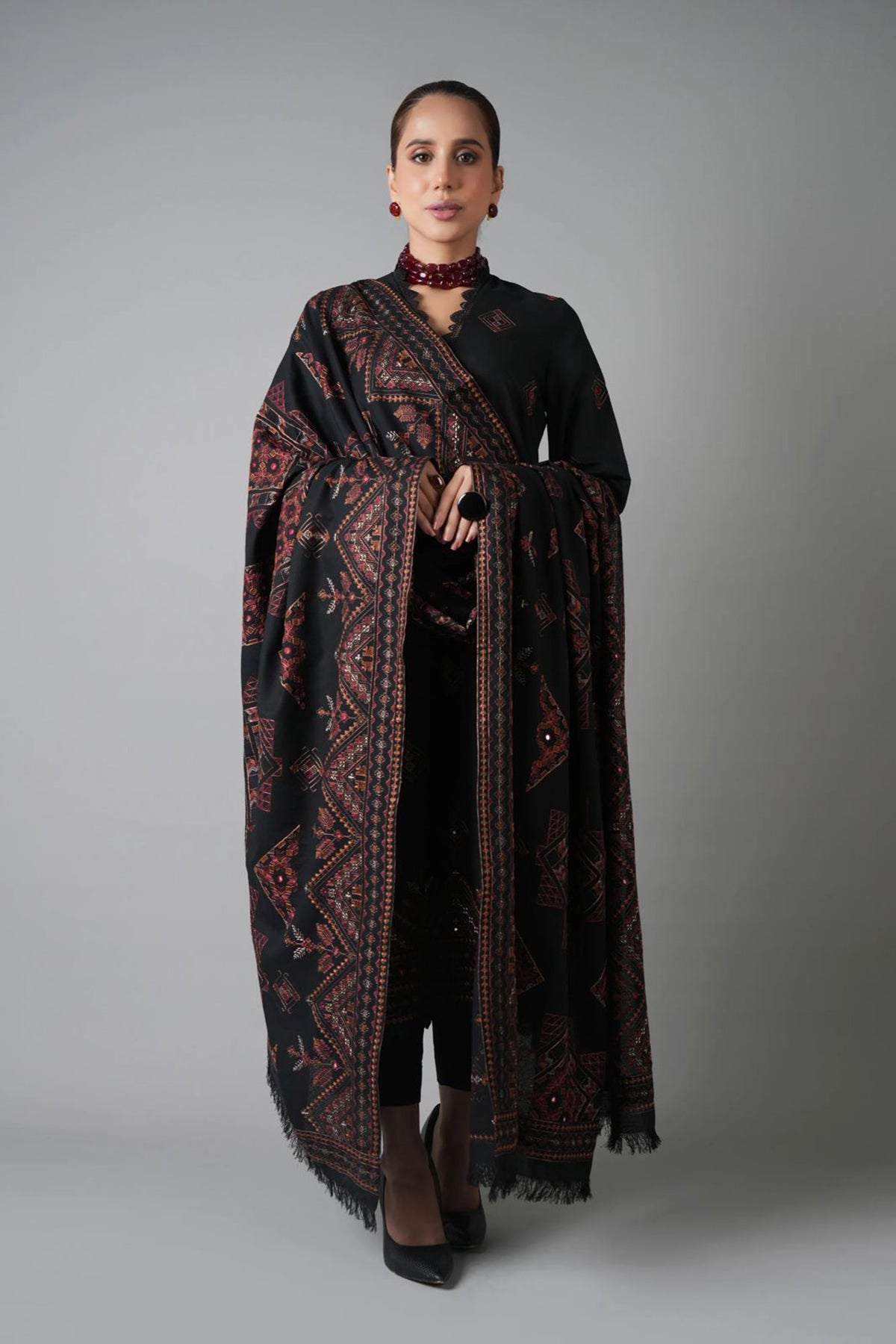 Bareeze 3PC Embroidered Dhanak Suit with Embroidered Shwal - SB2149