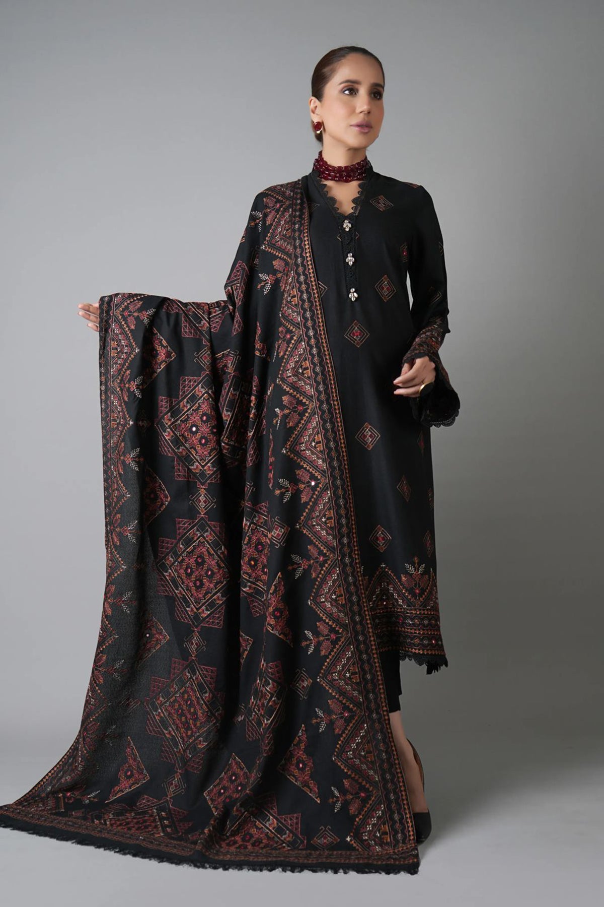 Bareeze 3PC Embroidered Dhanak Suit with Embroidered Shwal - SB2149