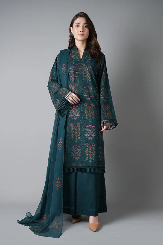 Bareeze 3PC Embroidered Dhanak Suit with Embroidered Shwal - SB2148