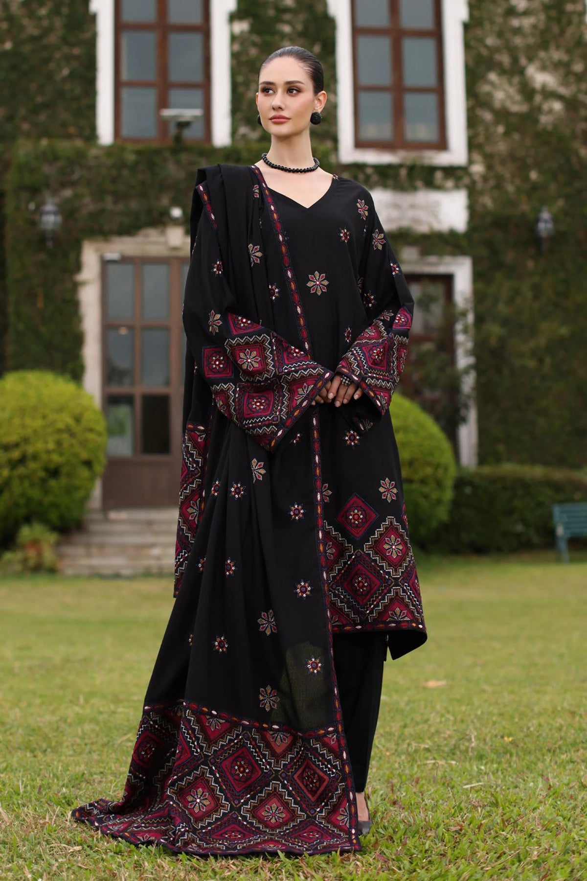 Bareeze 3PC Embroidered Dhanak Suit with Embroidered Shawal - SB2152