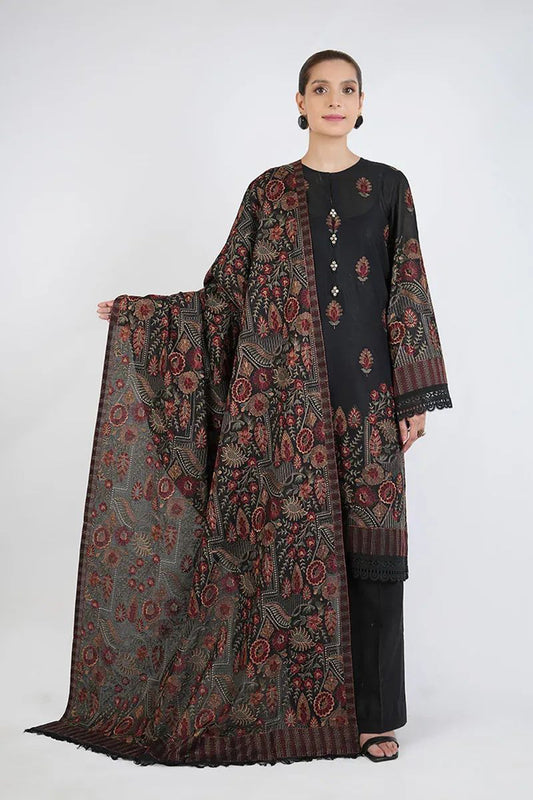 Bareeze 3PC Embroidered Dhanak Suit with Heavy Embroidered Shawal - SB2059
