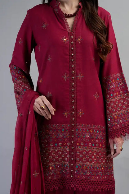 Bareeze Embroidered Lawn 3pc with Embroidered Crinkle Chiffon Dupatta- SB2025