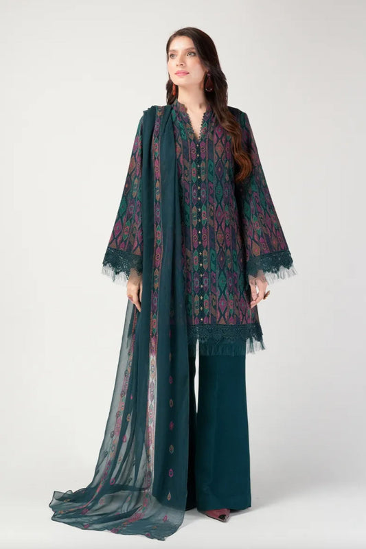Bareeze Embroidered Lawn 3pc with Embroidered Crinkle Chiffon Dupatta- SB2026