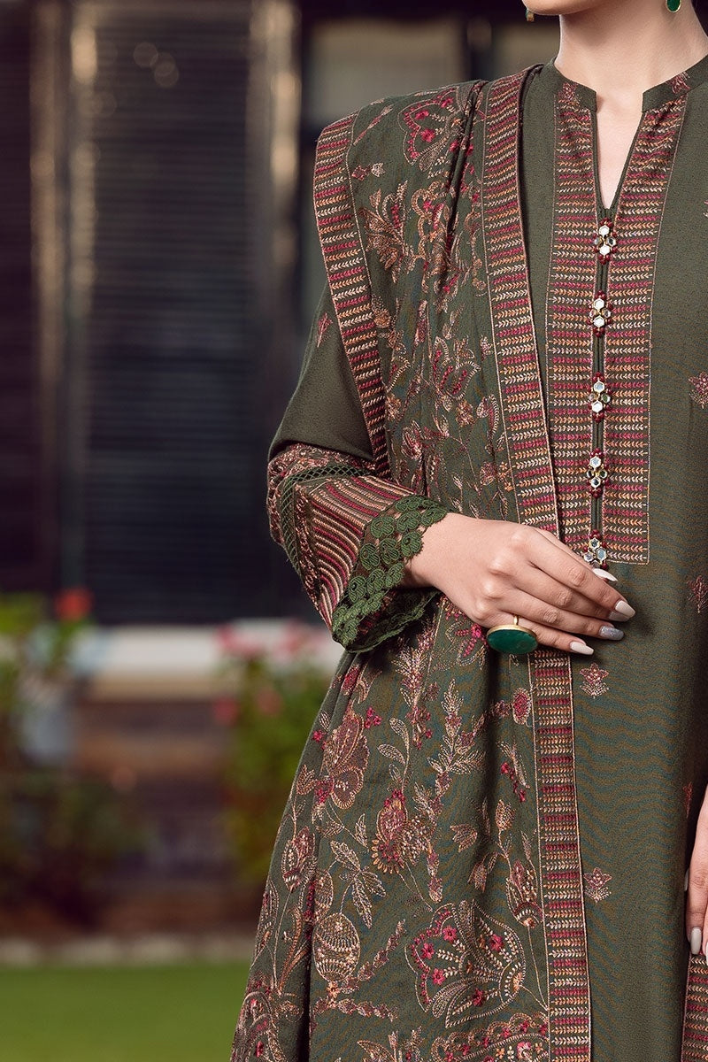 Bareeze 3PC Embroidered Dhanak Suit with Heavy Embroidered Shawal -GA102169
