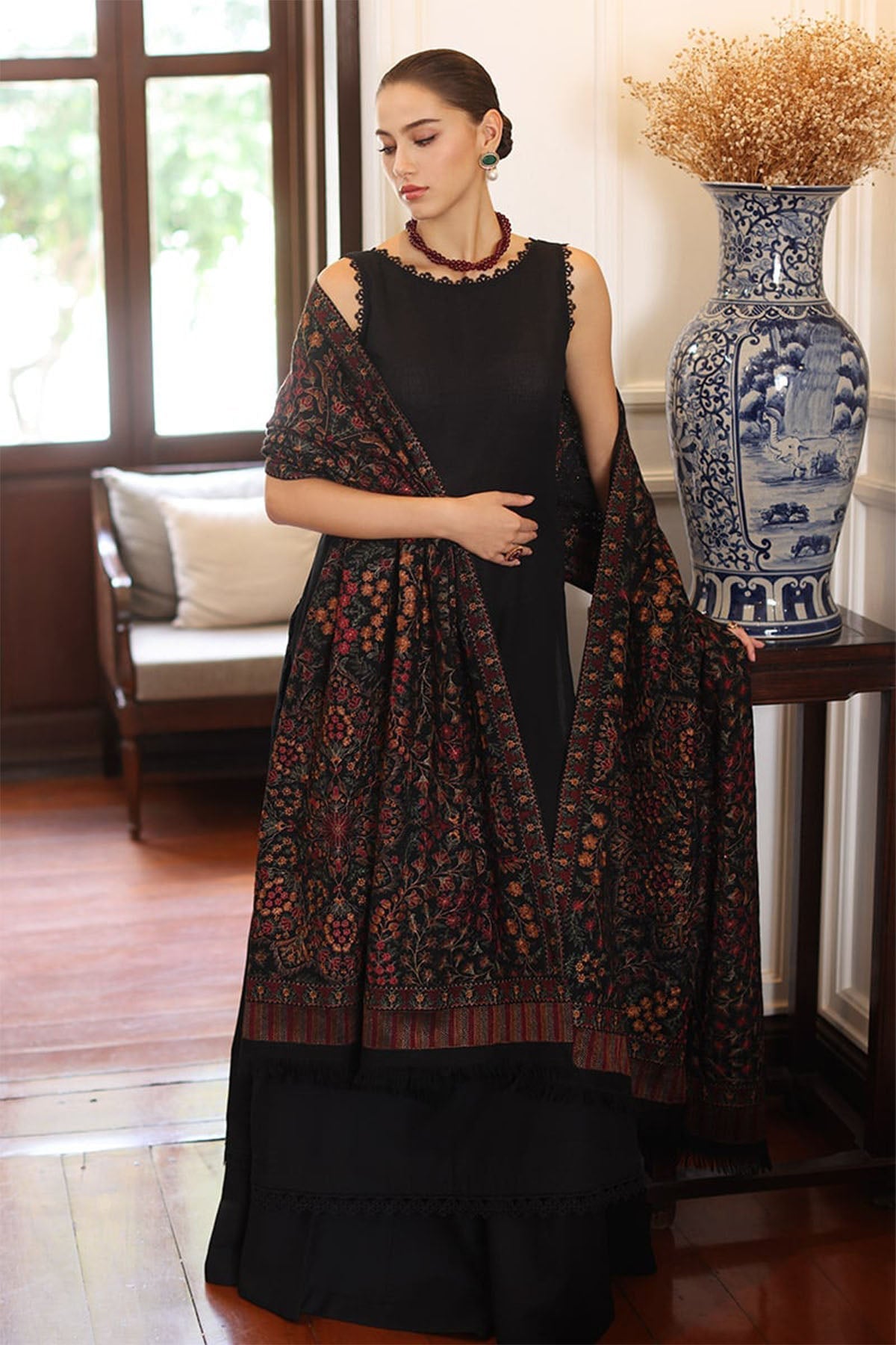 Bareeze 3PC Dhanak Suit with Heavy Embroidered Shawal - SB1977