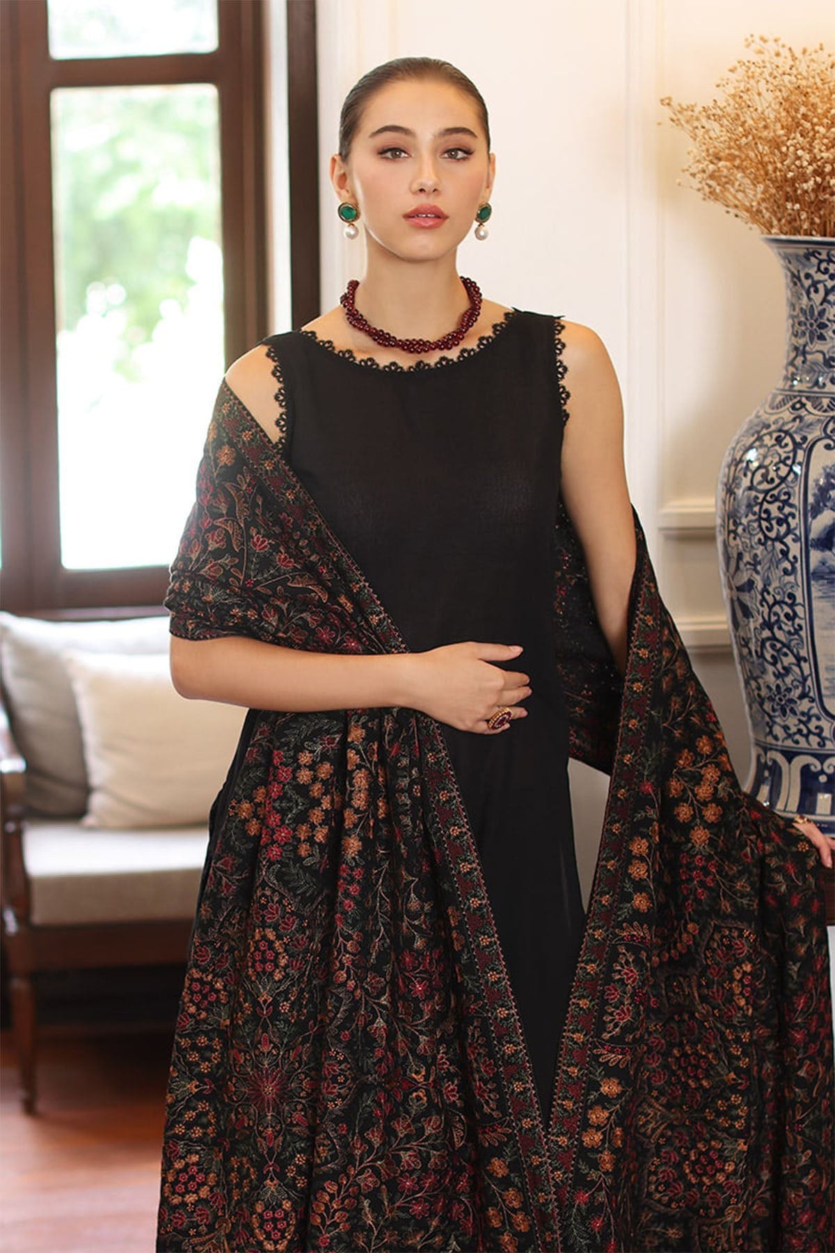 Bareeze 3PC Dhanak Suit with Heavy Embroidered Shawal - SB1977
