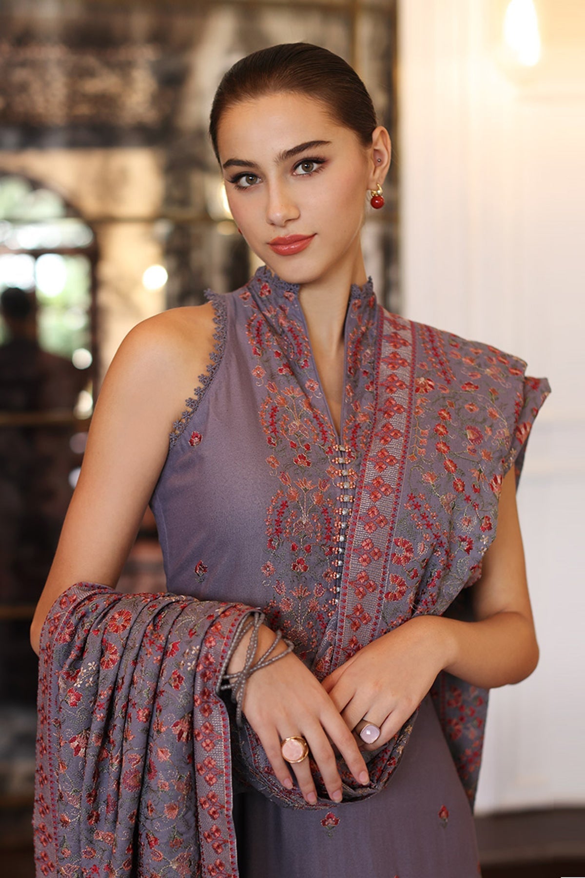 Bareeze 3PC Embroidered Dhanak with Embroidered Dhanak Shawl - SB1778