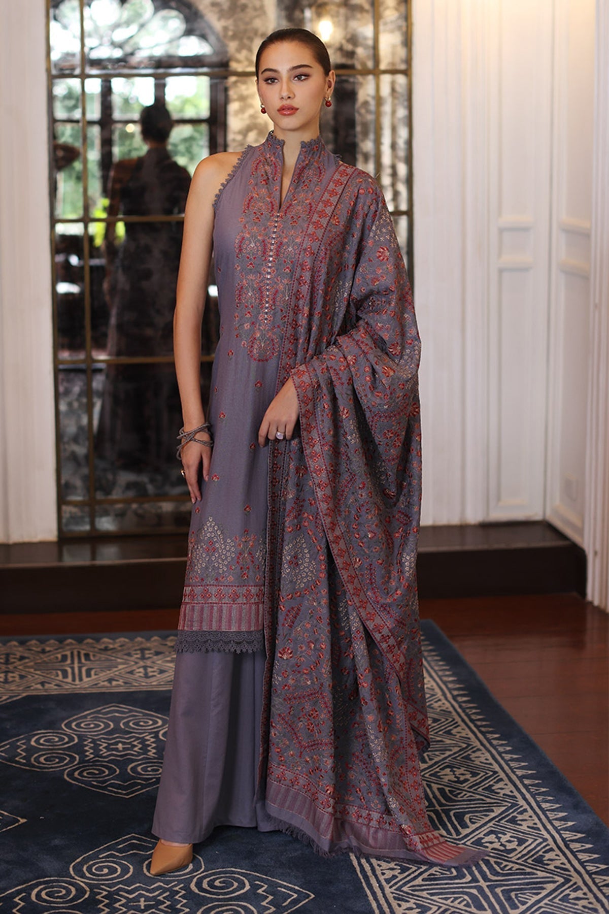 Bareeze 3PC Embroidered Dhanak with Embroidered Dhanak Shawl - SB1778