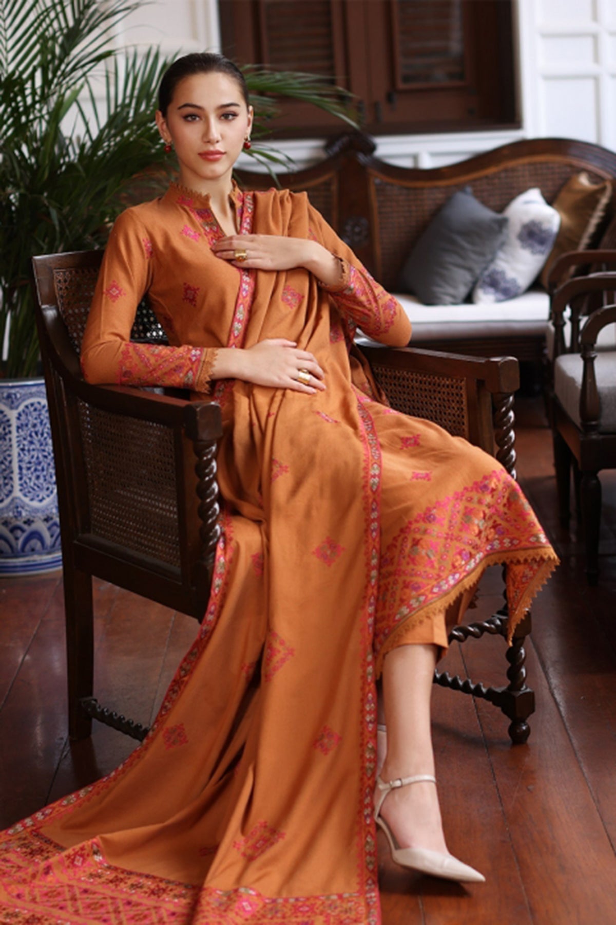 Bareeze 3PC Embroidered Dhanak with Embroidered Shawl - SB1787