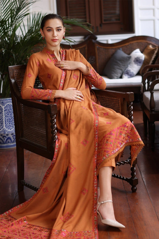 Bareeze 3PC Embroidered Dhanak with Embroidered Shawl - SB1787
