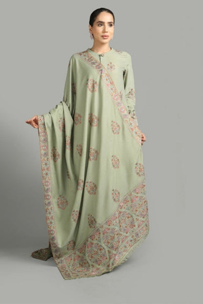 Bareeze 3PC Embroidered Dhanak Suit with Heavy Embroidered Shawal - SB1943