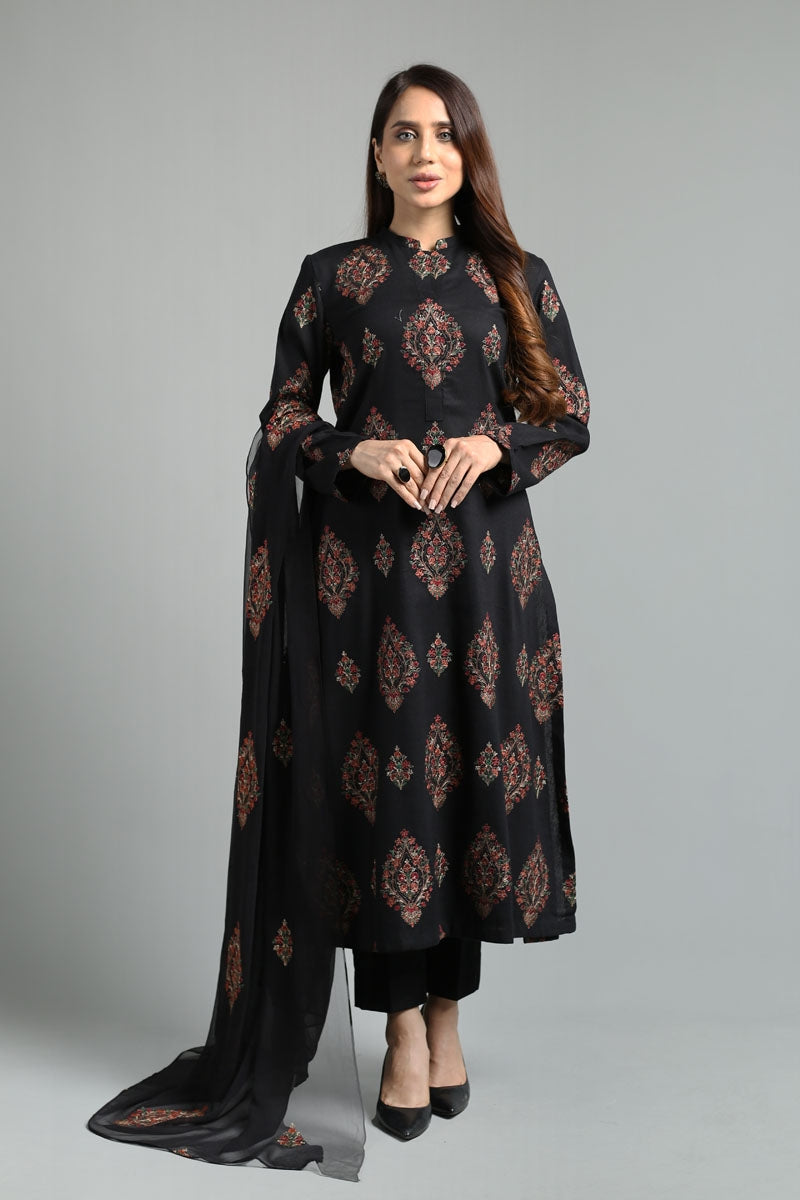 Bareeze Embroidered Lawn 3pc with Embroidered Chiffon Dupatta- SB1876
