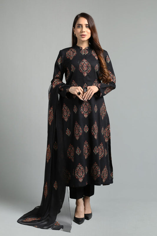 Bareeze Embroidered Lawn 3pc with Embroidered Chiffon Dupatta- SB1876