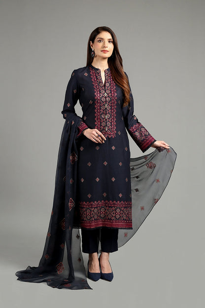 Bareeze Embroidered Lawn 3pc with Embroidered Chiffon Dupatta- SB1879