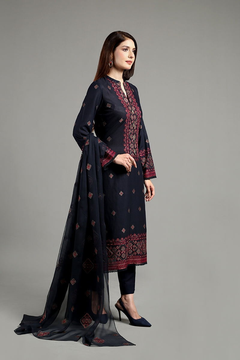 Bareeze Embroidered Lawn 3pc with Embroidered Chiffon Dupatta- SB1879