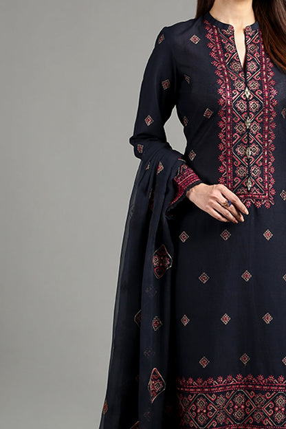 Bareeze Embroidered Lawn 3pc with Embroidered Chiffon Dupatta- SB1879