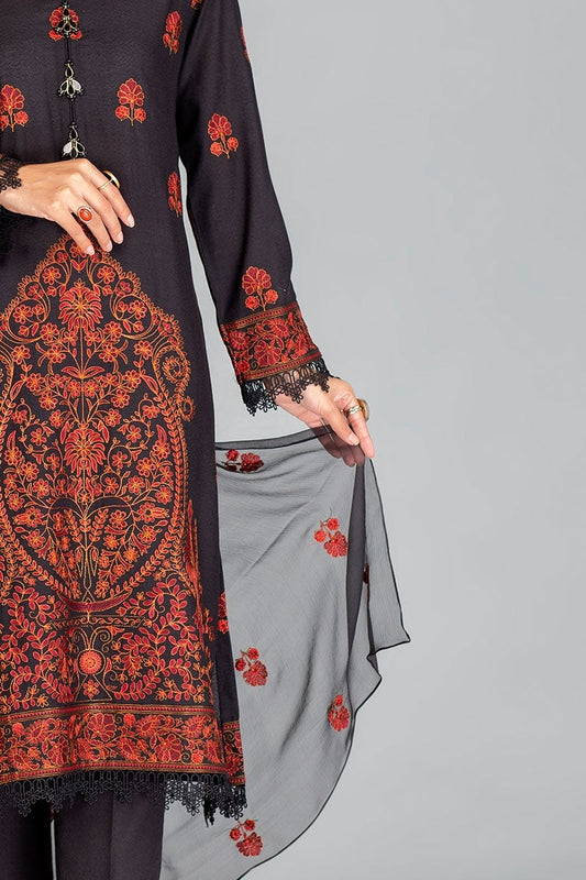 Bareeze 3PC Embroidered Dhanak Suit with Heavy Embroidered chiffon dupatta- SB102188