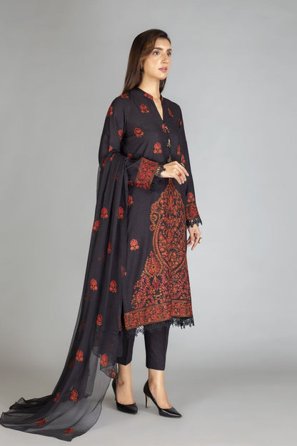 Bareeze 3PC Embroidered Dhanak Suit with Heavy Embroidered chiffon dupatta- SB102188