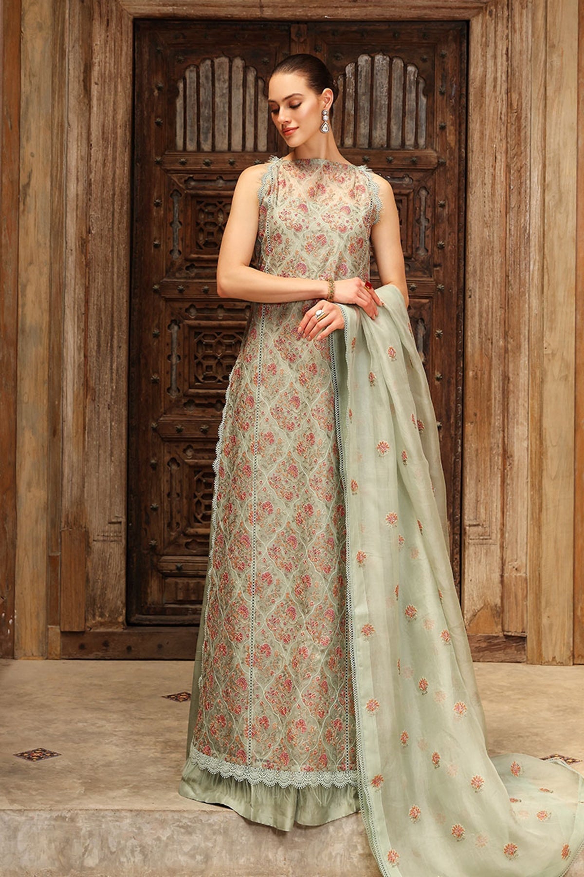 Bareeze Summer Lawn 3pc with Embroidered chiffon dupatta- SB1744