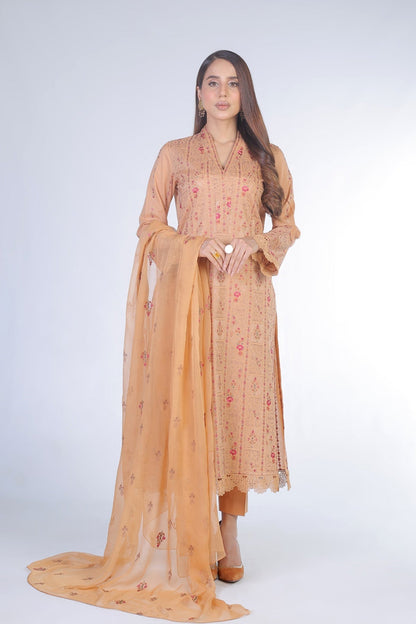 Bareeze Summer Lawn 3pc with Embroidered chiffon dupatta- SB1814