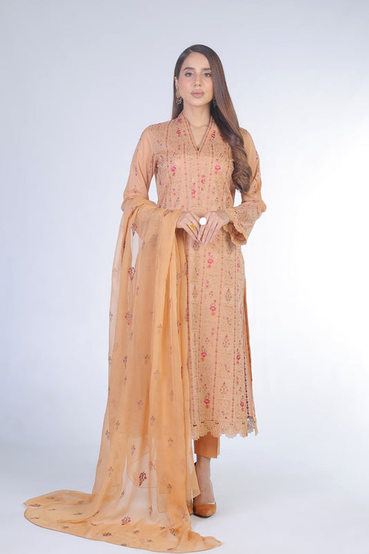 Bareeze Summer Lawn 3pc with Embroidered chiffon dupatta- SB1814