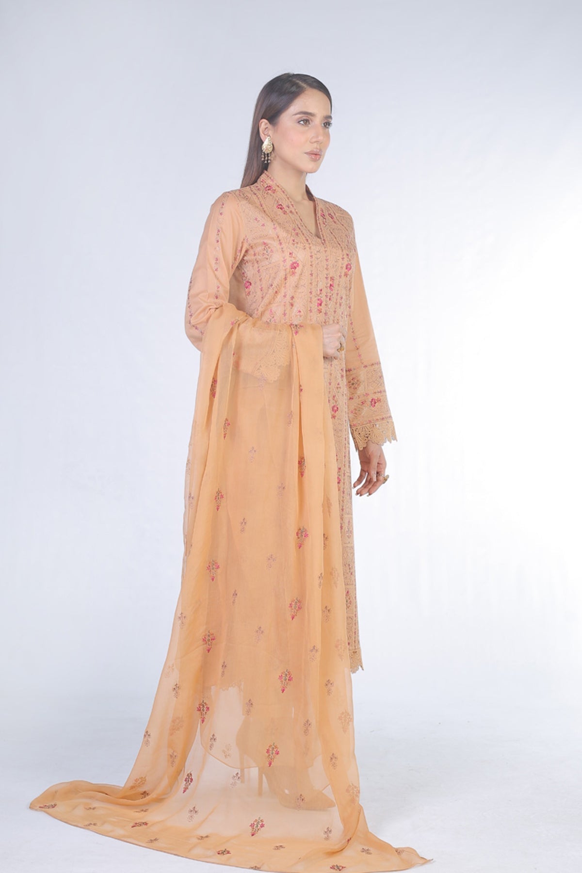 Bareeze Summer Lawn 3pc with Embroidered chiffon dupatta- SB1814