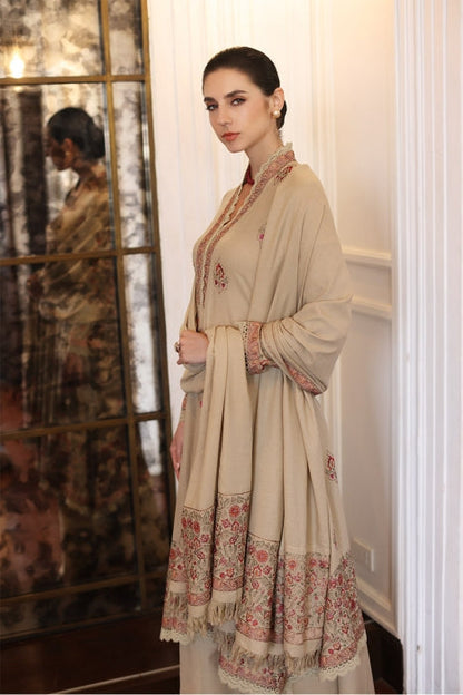 Bareeze 3PC Embroidered Dhanak Suit with Heavy Embroidered Shawal - SB1941