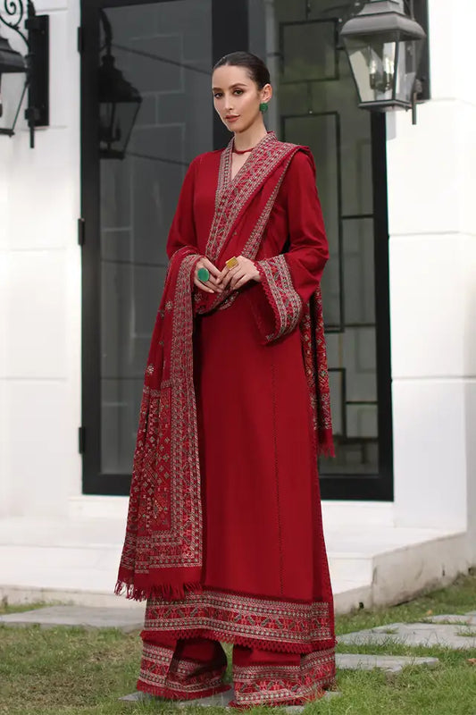 Bareeze 3PC Embroidered Karandi Suit with Heavy Embroidered Shawal - SB1966