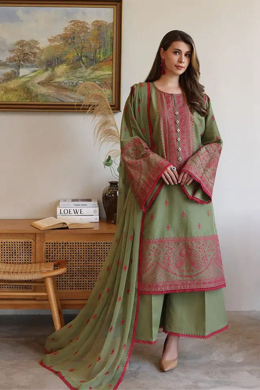 Bareeze Embroidered Lawn 3pc with Embroidered Chiffon Dupatta- SB2023