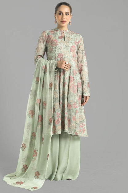 Bareeze Embroidered Lawn 3pc with Embroidered Chiffon Dupatta- SB1915