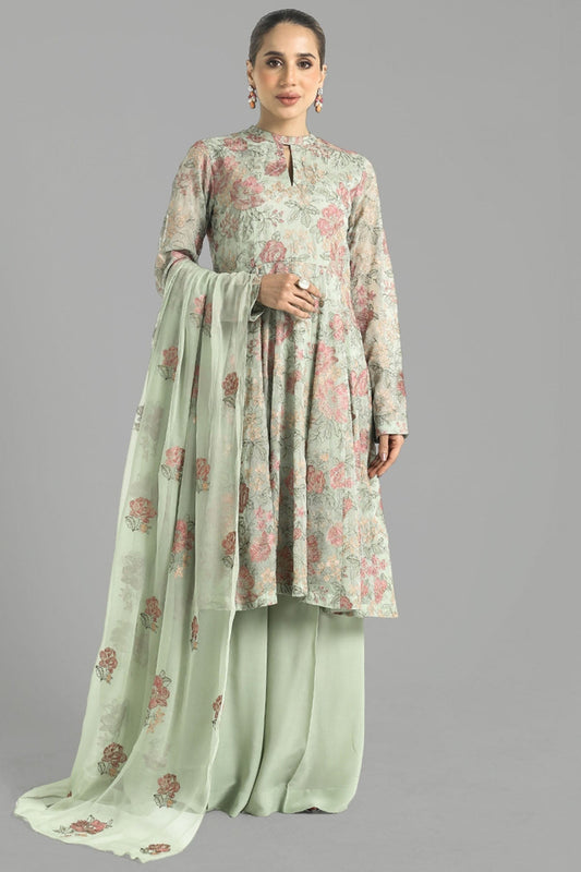 Bareeze Embroidered Lawn 3pc with Embroidered Chiffon Dupatta- SB1915