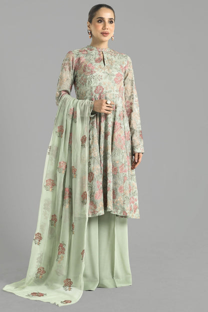 Bareeze Embroidered Lawn 3pc with Embroidered Chiffon Dupatta- SB1915