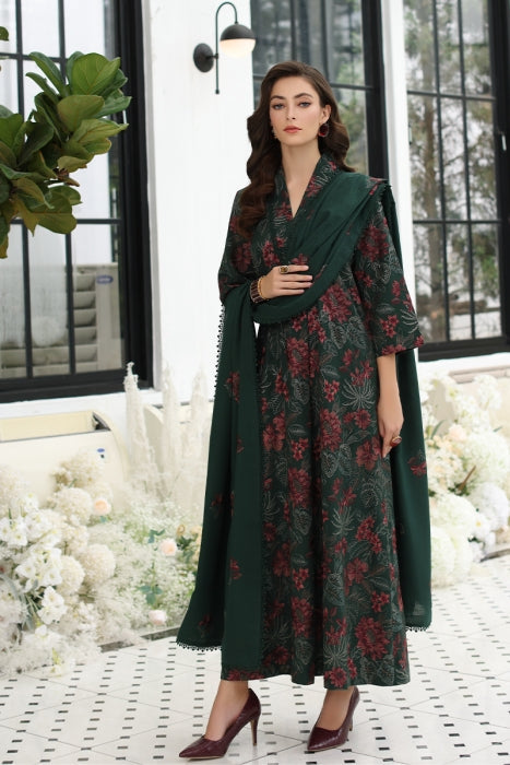 Bareeze 3PC Embroidered Dhanak Suit with Heavy Embroidered Shawal - SB1967